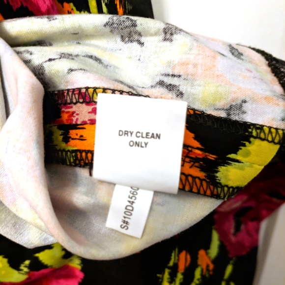 NWT Kay Unger Fit & Flare Neon Black Floral Dress - Size 6 - Picture 8 of 8